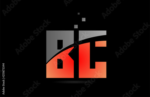 orange grey on black background alphabet letter combination BC B C for logo icon design