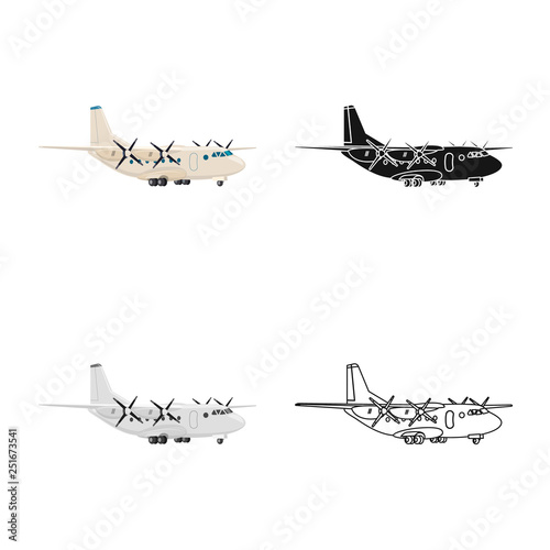 Vector design of plane and transport logo. Set of plane and sky stock vector illustration.
