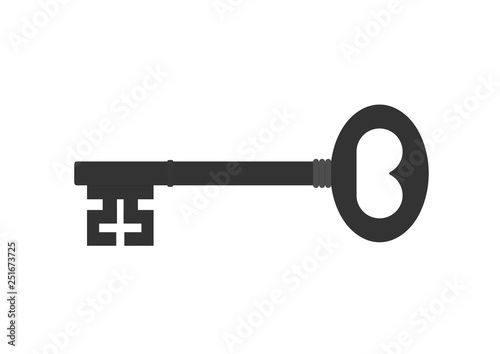 Black vintage key vector isolated icon © Назарій