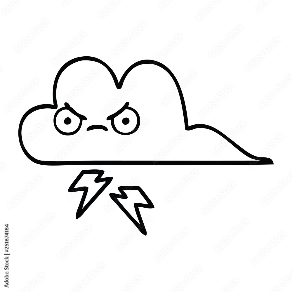 line drawing cartoon thunder cloud line drawing cartoon thunder cloud
