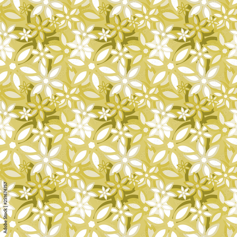 Seamless background pattern with a variety of colored floral motifs. Seamless background pattern with a variety of colored floral motifs.