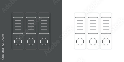 Icono plano lineal archivadores en gris y blanco
