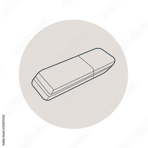 Icono plano lineal borrador en círculo color gris