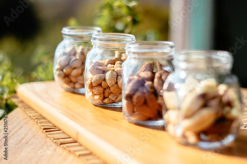 Nuts in the glass jar 