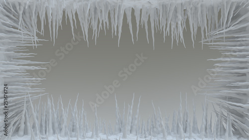 Ice Spikes. Icicle. 3D rendering.