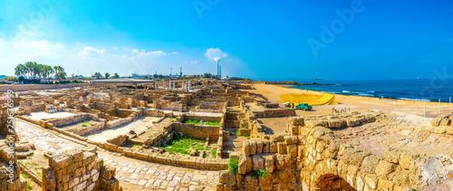 Coastline of ancient Caesarea in Israel photo
