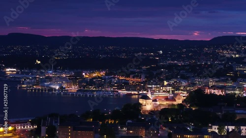 Wallpaper Mural Aerial Norway Oslo June 2018 Night 90mm Zoom 4K Inspire 2 Prores  Aerial video of downtown Oslo in Norway at night with a zoom lens. Torontodigital.ca