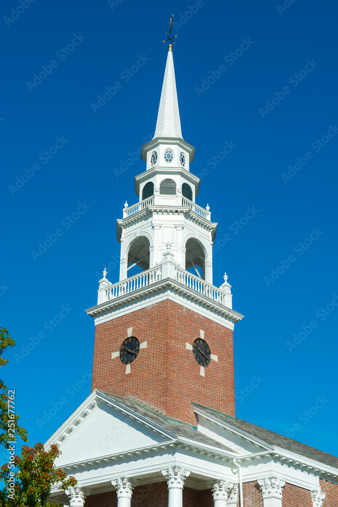 First Parish Church on Framingham Centre Common Historic District in Framingham, Massachusetts, USA.