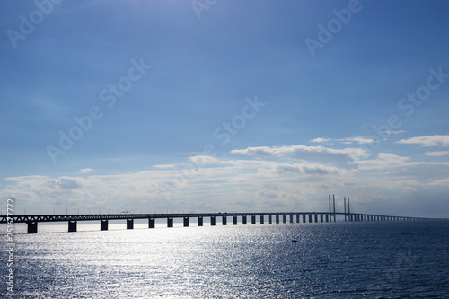 View of Oresund bridge over the Baltic sea