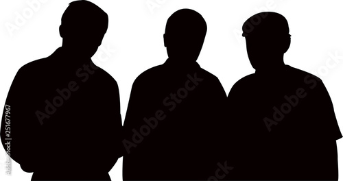 men together, silhouette vector