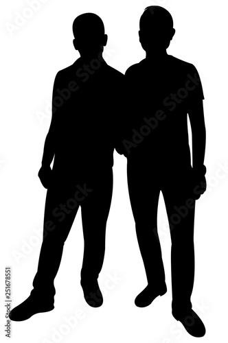 men together, silhouette vector