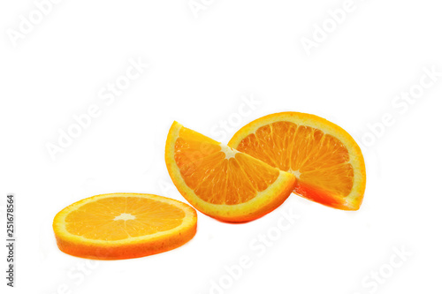 Fresh orange fruit slice isolate on white background