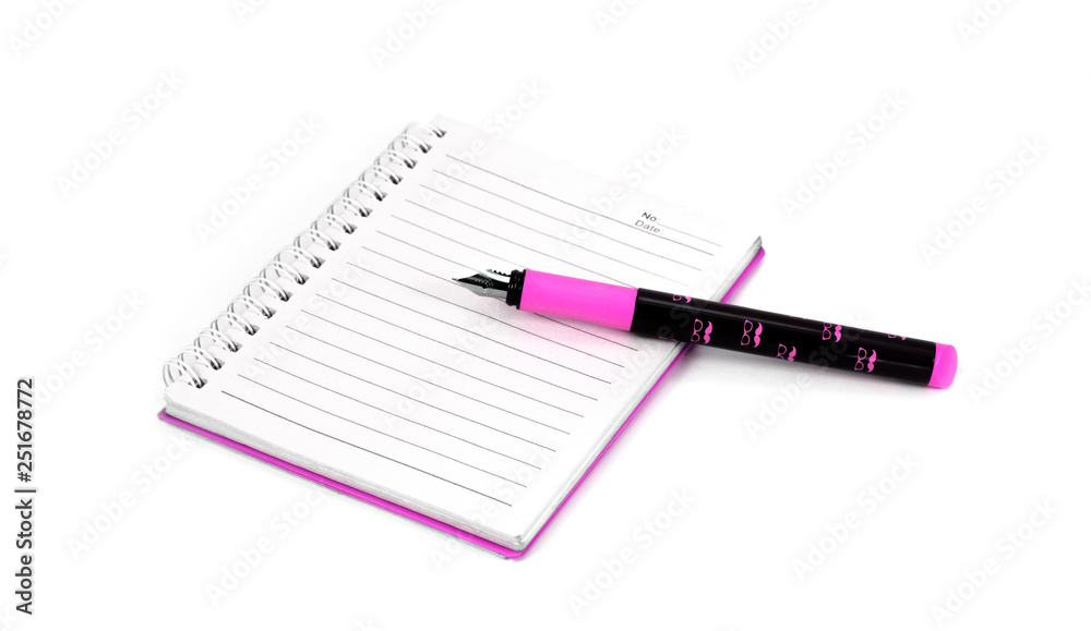 Open notepad with pen. Isolated on the white background. Open notepad with pen. Isolated on the white background.