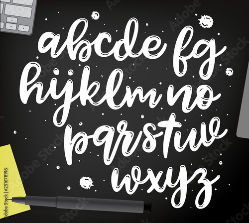 Handwritten Sketch font. Hand drawn brush style modern calligraphy cursive typeface. Hand Lettering and Custom Typography alphabet for Designs: Logo, Greeting Cards, Poster. Vector typo set.