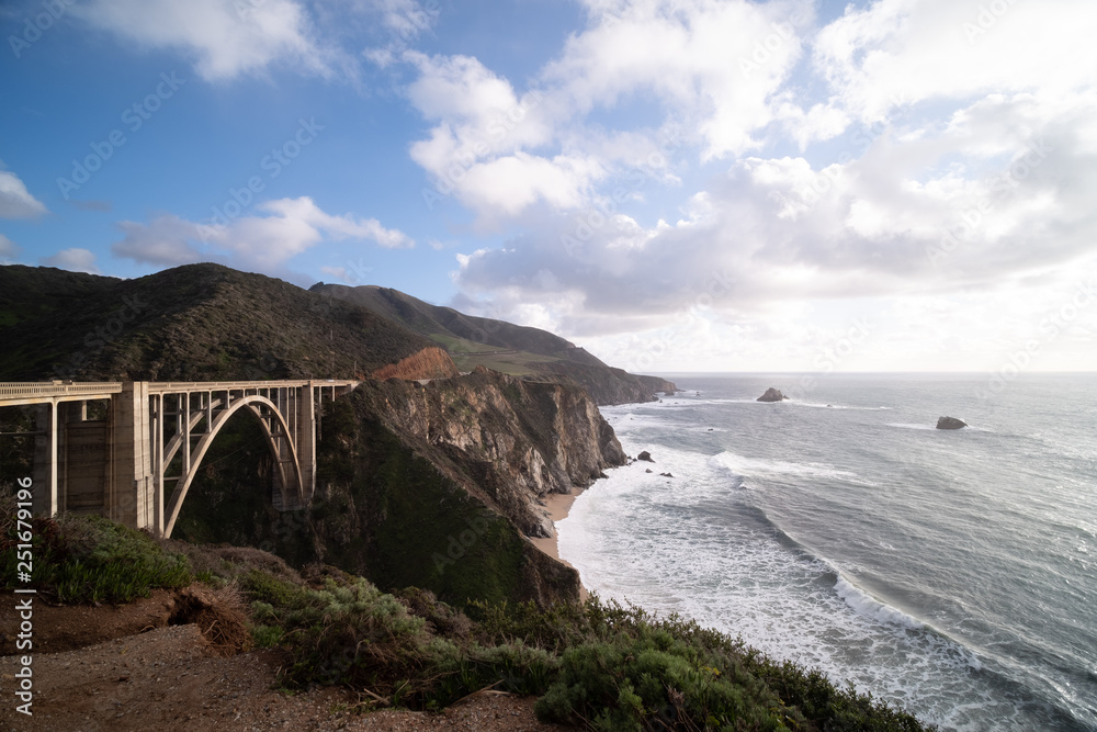 Bixby Bridge on the west coast of USA, California 
