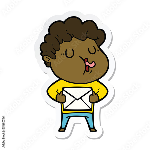 sticker of a cartoon man singing