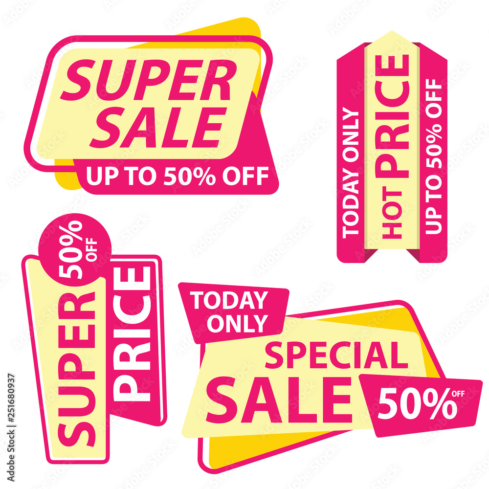 Big Sale Sticker Template. Discount Up to 50%. Vector Template Sticker Sale Promotion. Big Sale Sticker Template. Discount Up to 50%. Vector Template Sticker Sale Promotion.
