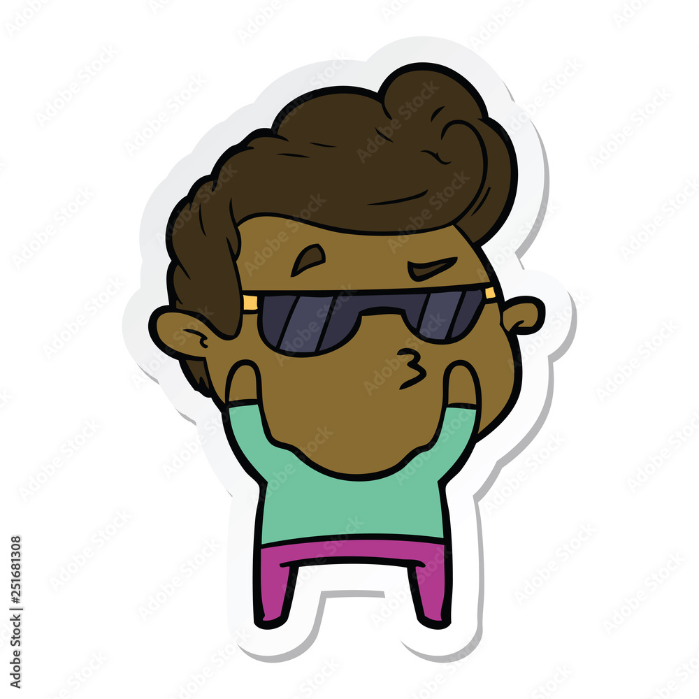 sticker of a cartoon cool guy