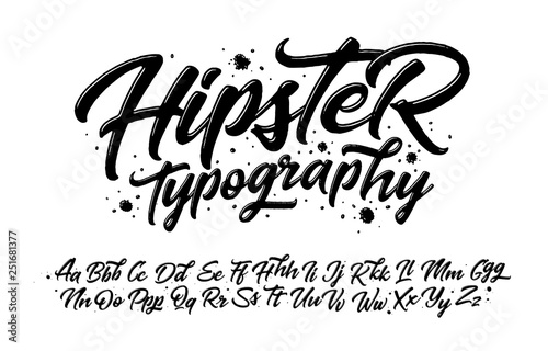 Vector Alphabet. Lettering and Custom Typography for Designs: Logo, for Poster, Invitation, etc. Handwritten brush style modern cursive font isolated on white background.