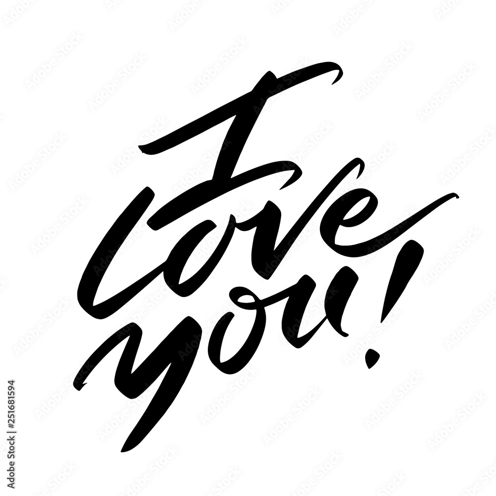 Creative artistic hand drawn card. Vector illustration. Wedding, love, romantic template. Love you words by hand. Creative artistic hand drawn card. Vector illustration. Wedding, love, romantic template. Love you words by hand.