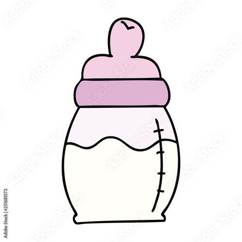 quirky hand drawn cartoon baby milk bottle