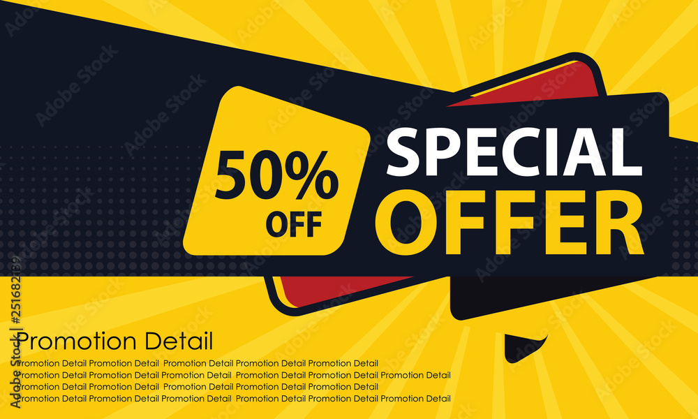 Special Offer Sale Banner Template. Discount Up to 50%. Vector Template Poster Sale Promotion.	 - obrazy, fototapety, plakaty 