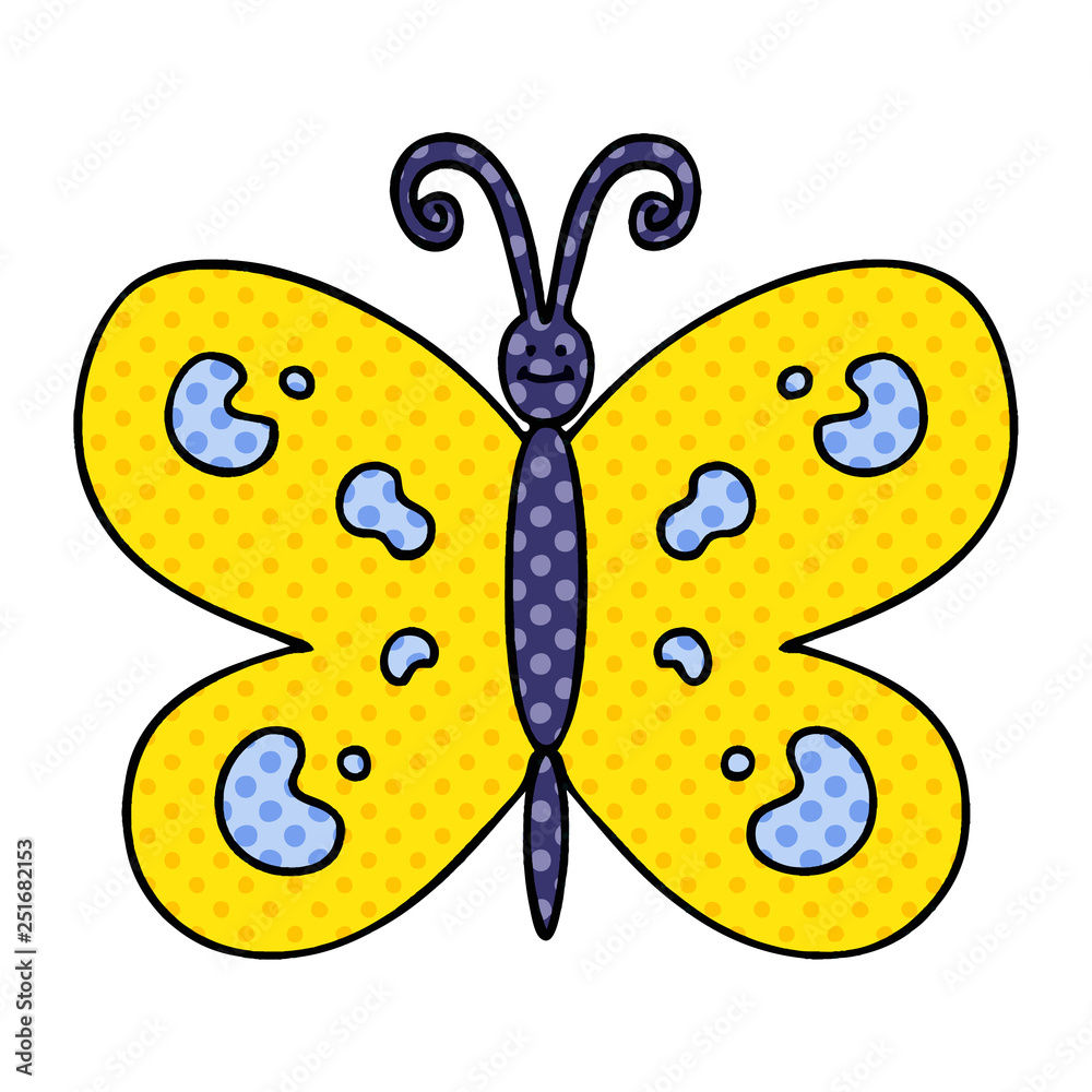 quirky comic book style cartoon butterfly