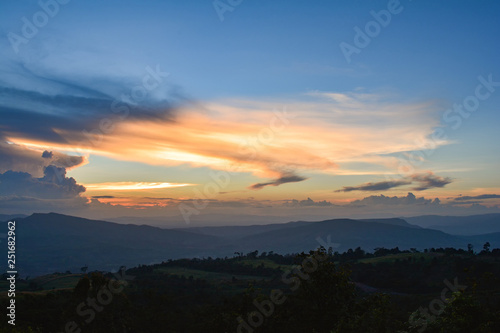 beautiful clouds Sunset dramatic colorful of yellow and blue sky