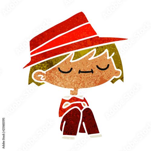 retro cartoon of a cute kawaii person