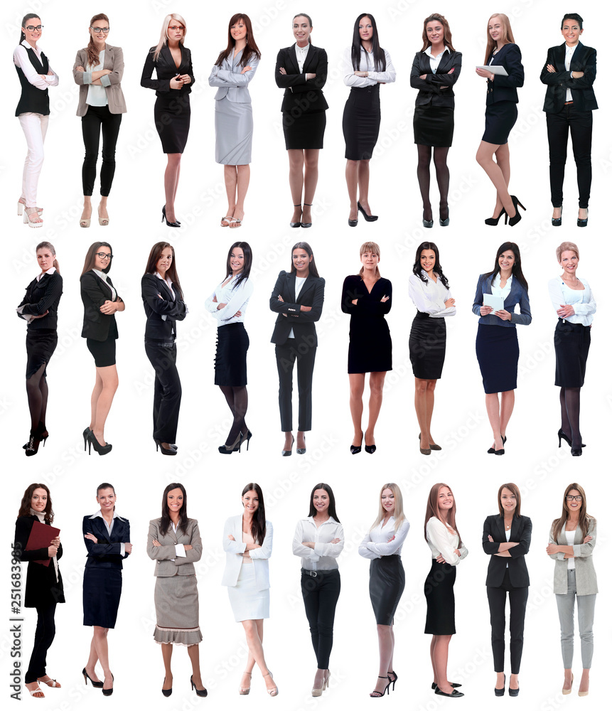 Obraz premium collage of successful modern businesswoman. isolated on white