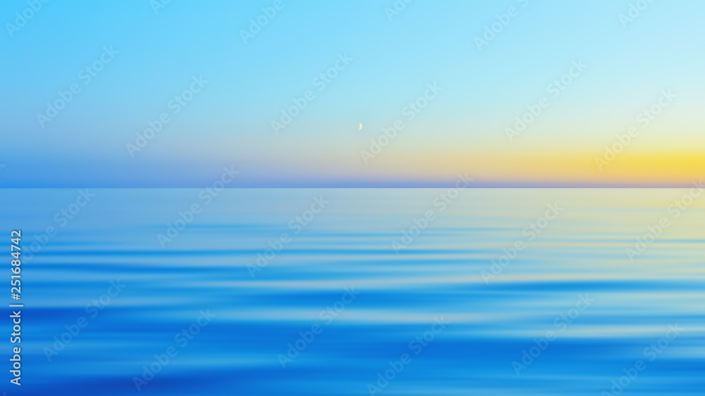 Abstract Motion Blurred Blue With Yellow Night Seascape Background