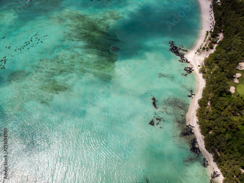 Mauritius aerial photo. Island with beautiful beaches. 2019