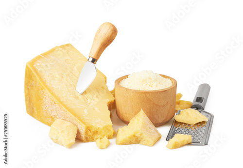 Parmesan cheese isolated on white