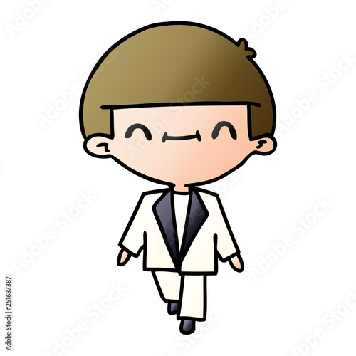 gradient cartoon of cute kawaii boy in suit