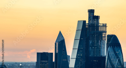 London skyline at sunset