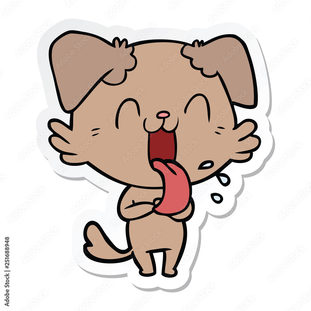 sticker of a cartoon panting dog sticker of a cartoon panting dog