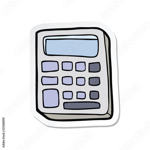 sticker of a cartoon calculator