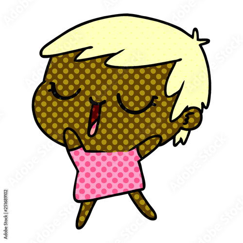 cartoon of cute kawaii short haired girl