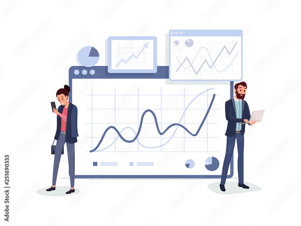 Man and woman working via internet Man and woman working via internet