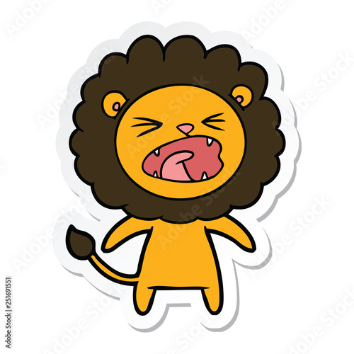 sticker of a cartoon angry lion