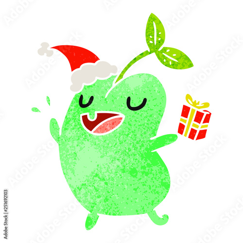 christmas retro cartoon of kawaii seed