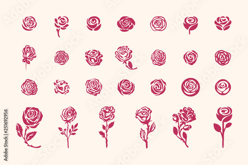 Vector hand drawn rose symbol simple sketch illustration on light background