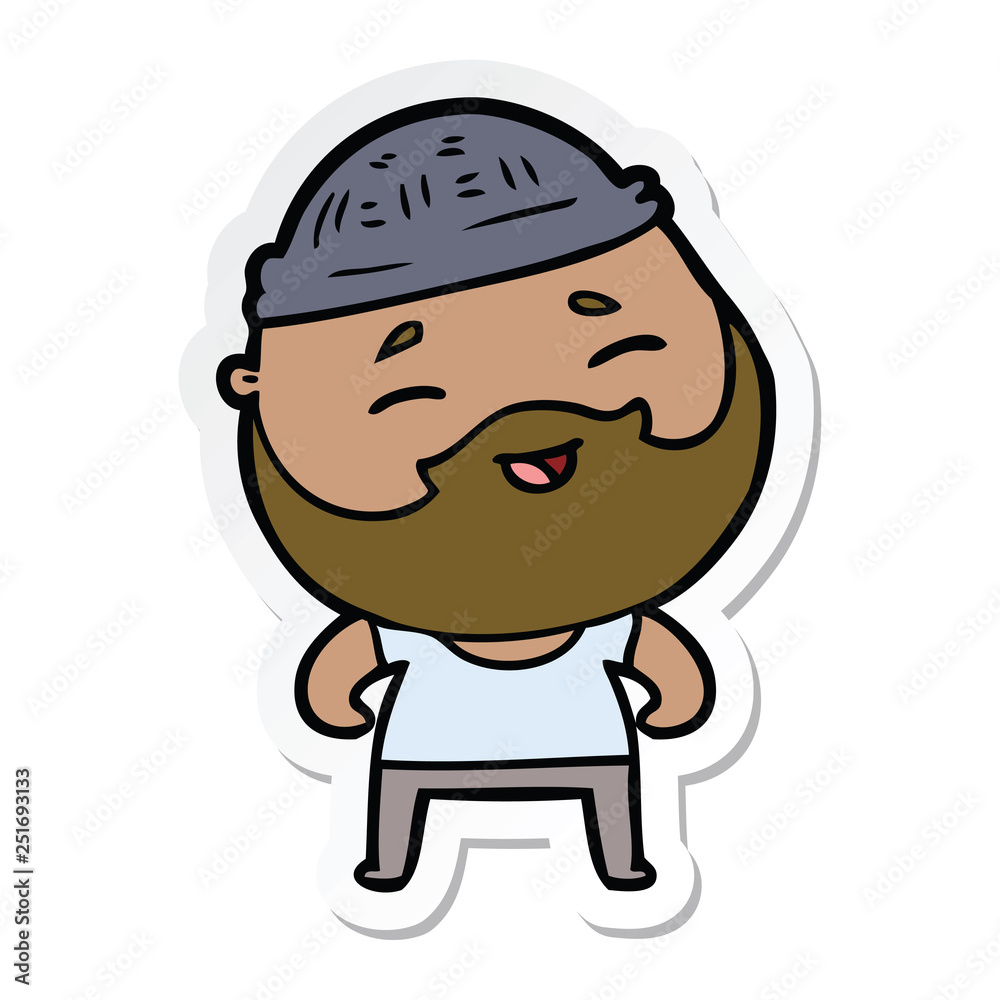 sticker of a cartoon happy bearded man