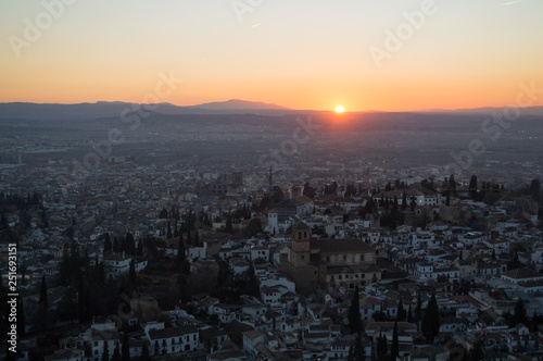 Panorama of Sierra Nevada and Granada, Spain as Seen from Sacromonte Hill