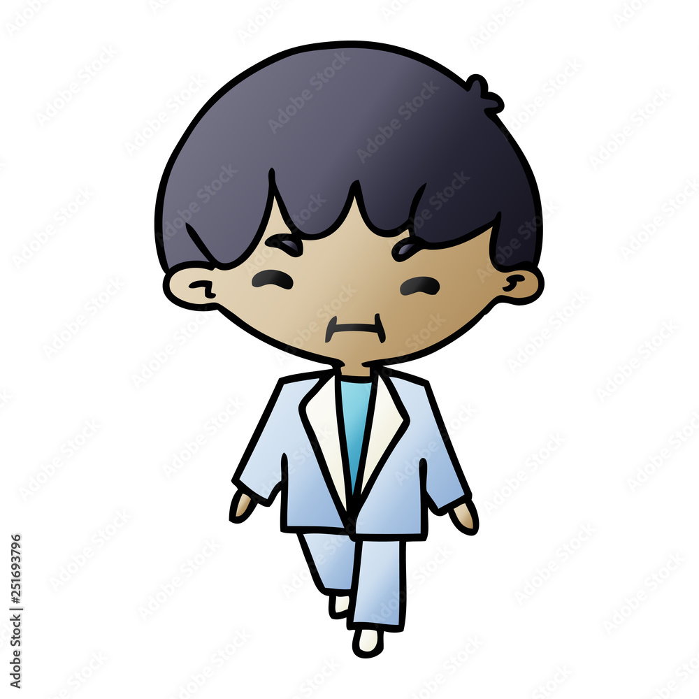 gradient cartoon kawaii cute boy in suit