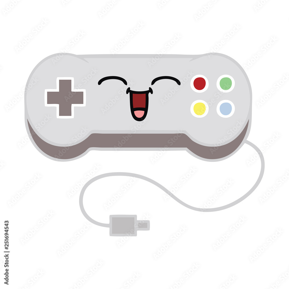 flat color retro cartoon game controller flat color retro cartoon game controller