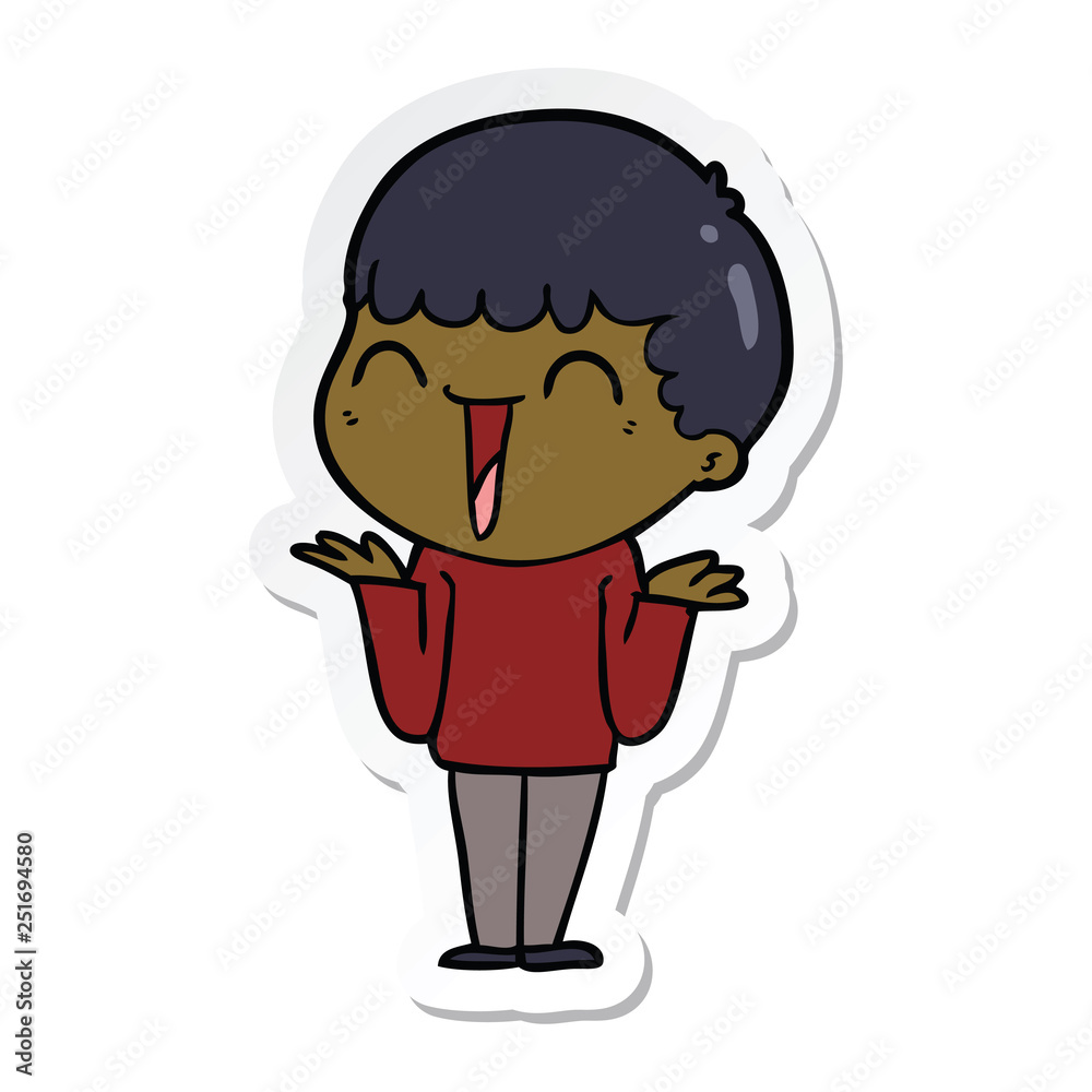 sticker of a cartoon happy man sticker of a cartoon happy man