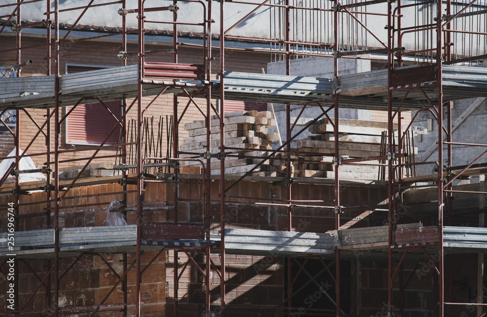 Under construction building site facade
