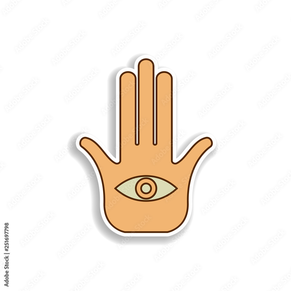 Obraz premium palm and hand sticker icon. Element of color Arabic culture icon. Premium quality sticker design icon. Signs and symbols collection icon for websites, web design