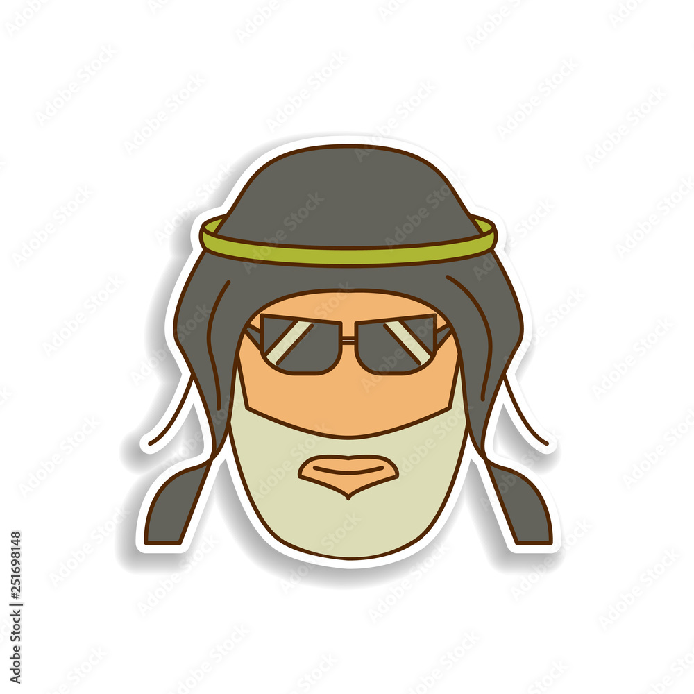 avatar of the modern Arab  sticker icon. Element of color Arabic culture icon. Premium quality sticker design icon. Signs and symbols collection icon for websites, web design
